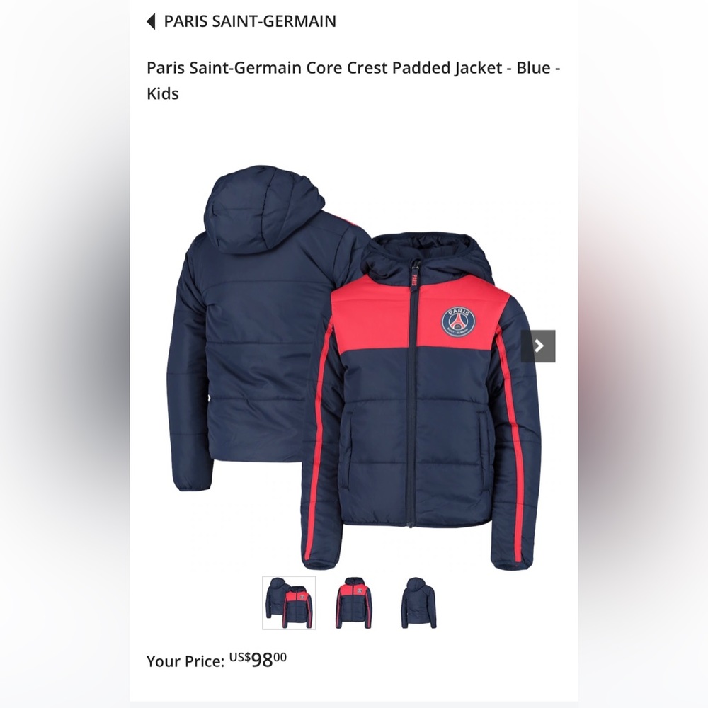 Youth size 10 Paris Saint Germain jacket